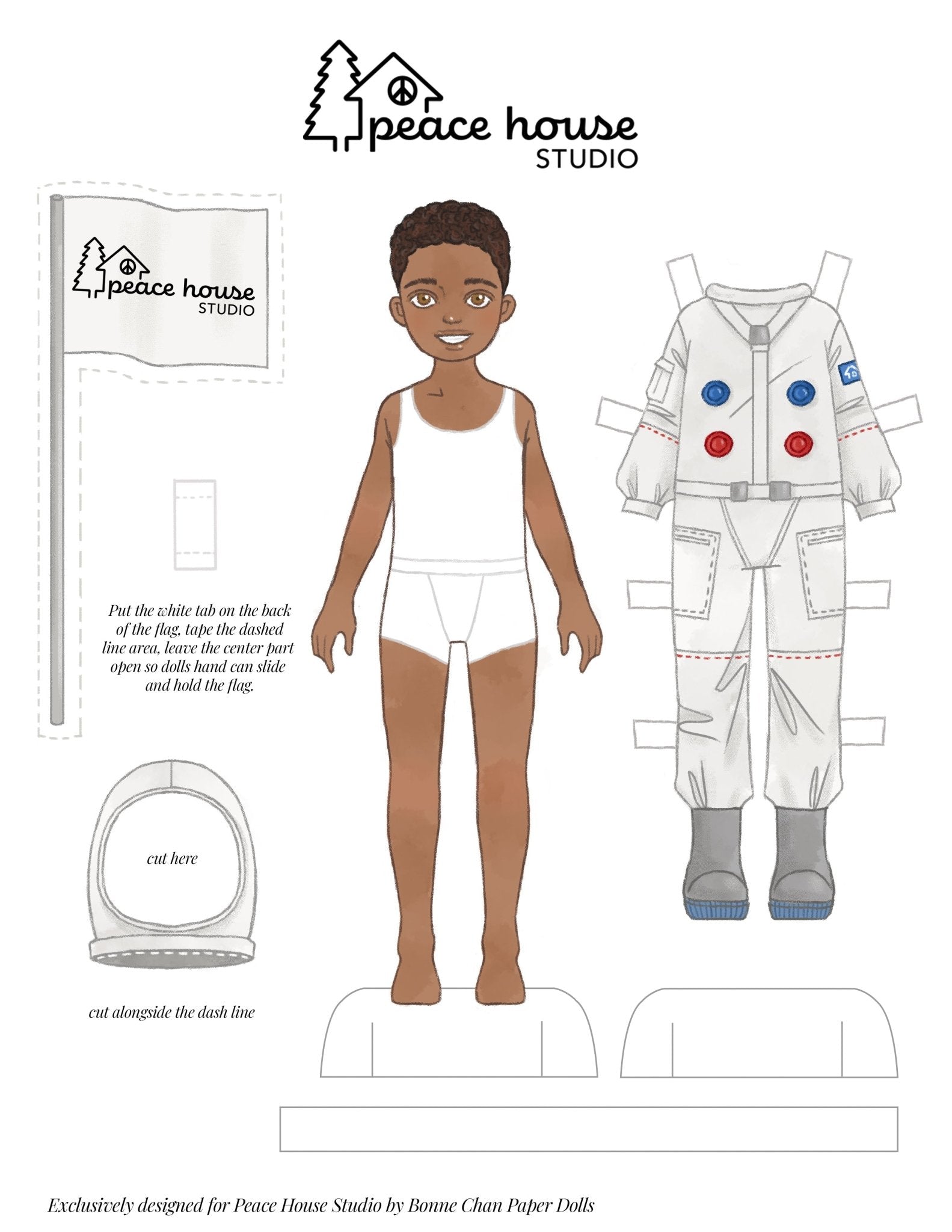 Astronaut Paper Doll - Peace House Studio